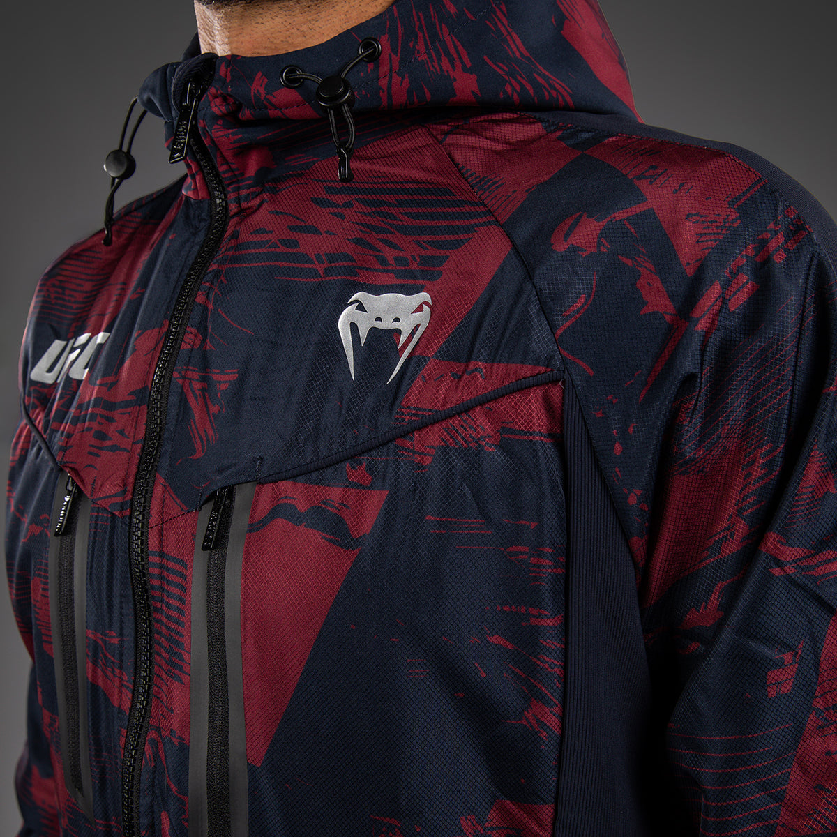 Sweat à capuche zippé Homme UFC Zenith by Venum Authentic Fight Week - Bleu marine/Bordeaux/Argent - product-type_Vestes