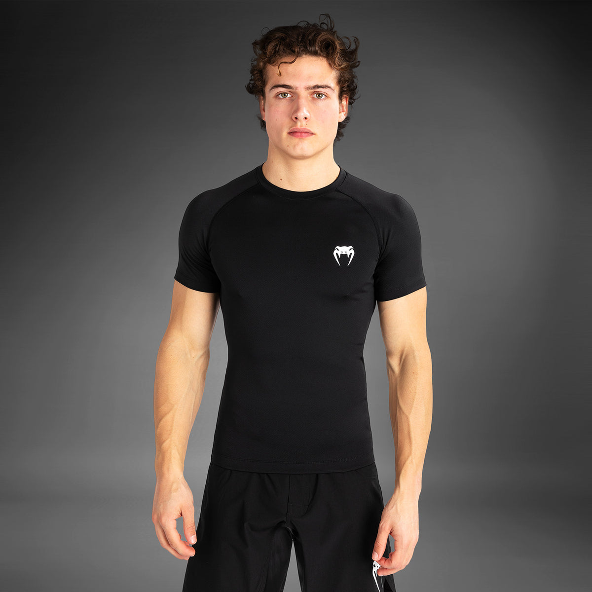 Rashguard à manches courtes pour hommes Venum Contender - Noir/Blanc - product-type_T-Shirts de Compression