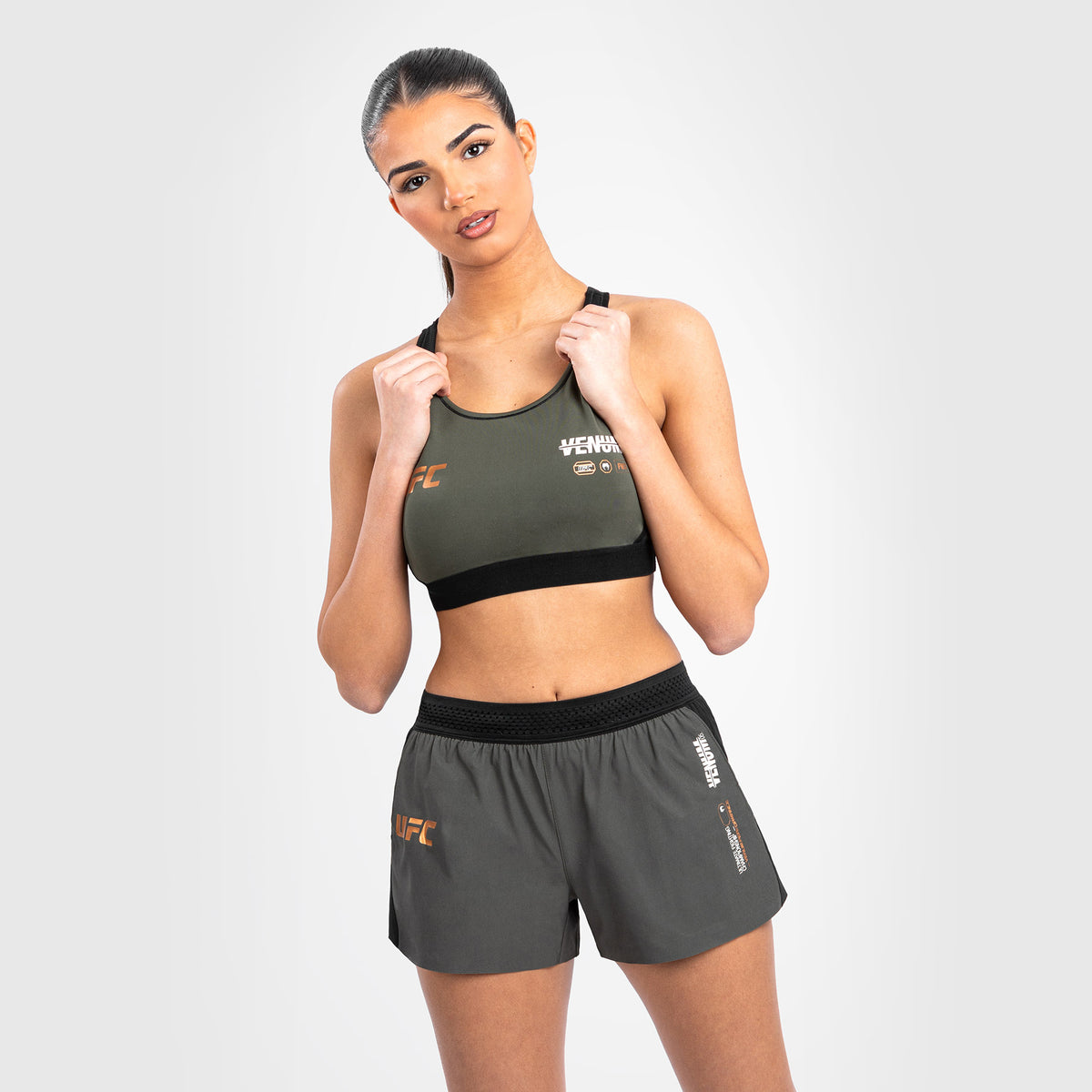 Brassière de sport pour Femmes UFC Adrenaline by Venum Fight Week - Khaki/Bronze - product-type_Brassières de sport