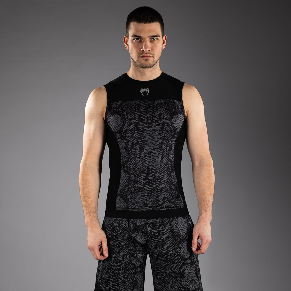 Rashguard Sans Manches Venum G-Fit Scales – Noir/Gris Charbon - product-type_T-Shirts de Compression