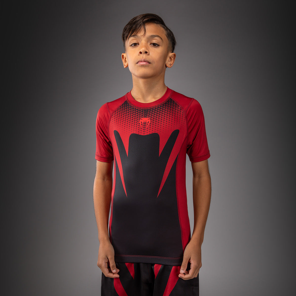 Rashguard à Manches Courtes Pour Enfant Venum Attack - Noir/Rouge - product-type_T-Shirts de Compression