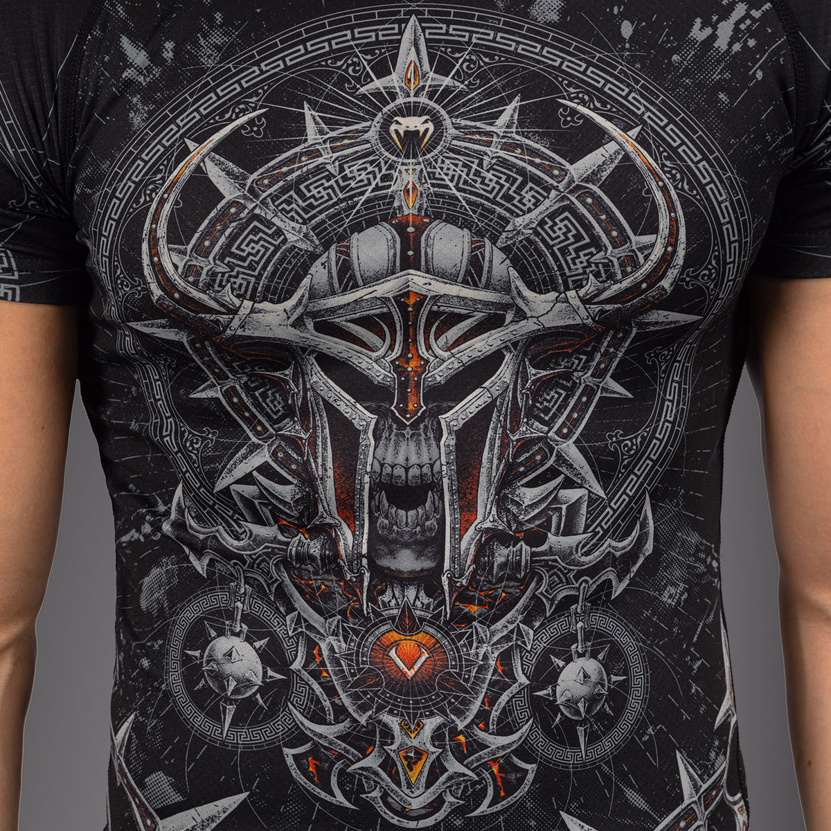 Rashguard à Manches Courtes pour Hommes Venum Gladiator 5.0 - Noir/Argent - product-type_T-Shirts de Compression