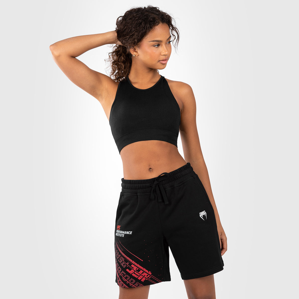 Short en coton pour femmes UFC Venum Performance Institute 2.0 - Noir/Rouge - product-type_Shorts en Coton