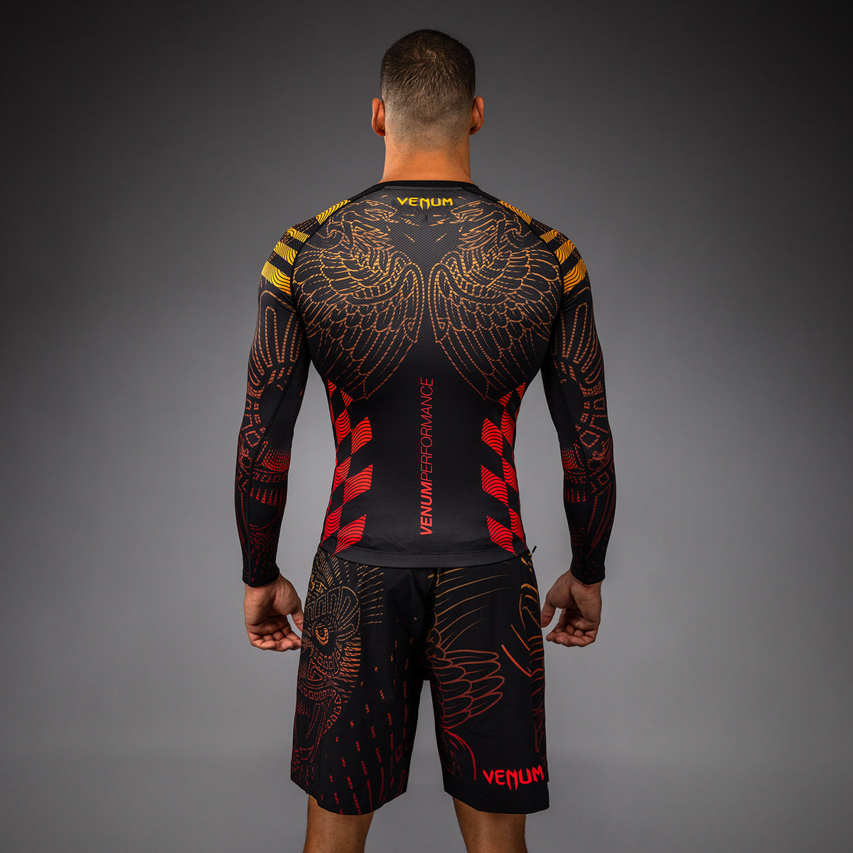 Rashguard Manches Longues Venum Quetzal Fury - Noir/Rouge Fury/Mandarine - product-type_T-Shirts de Compression