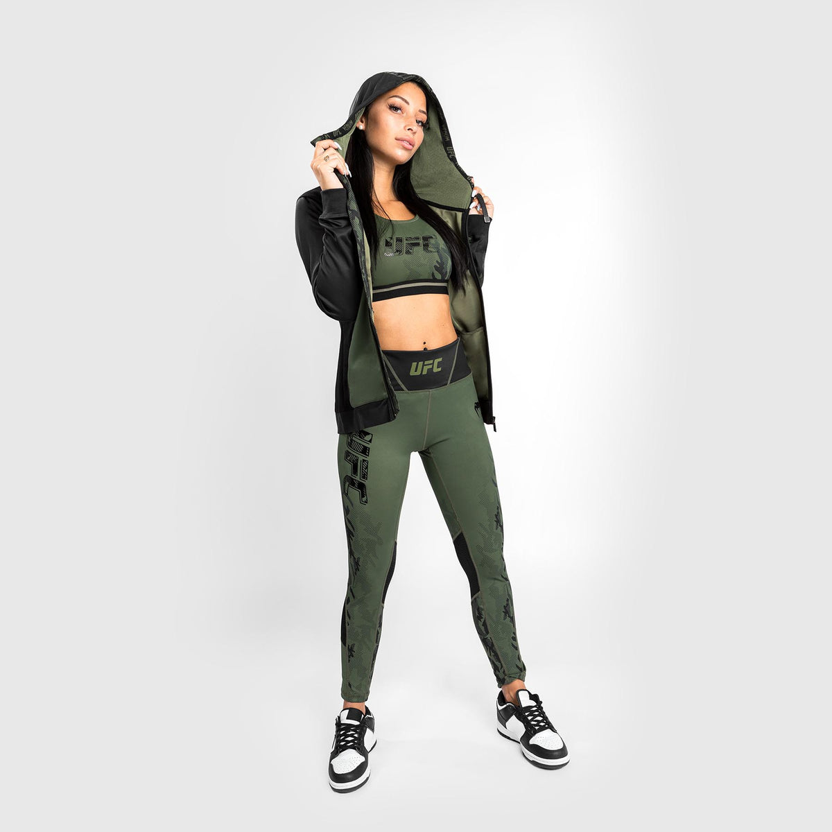 Sweatshirt Zippé Femme UFC Venum Authentic Fight Week - Kaki - product-type_Vestes