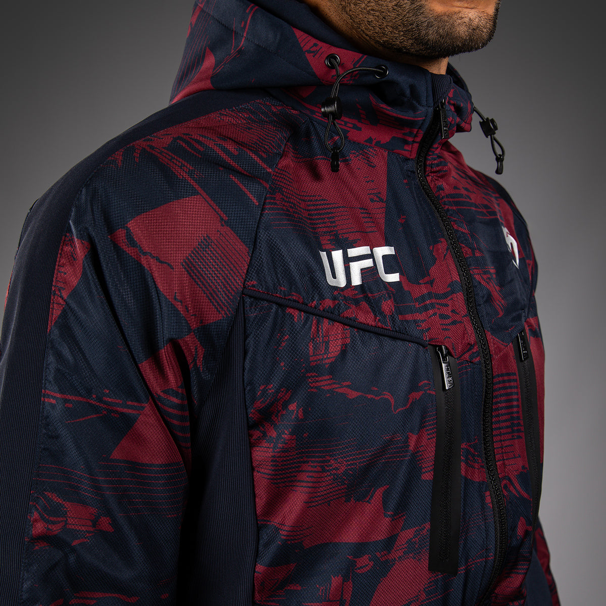 Sweat à capuche zippé Homme UFC Zenith by Venum Authentic Fight Week - Bleu marine/Bordeaux/Argent - product-type_Vestes