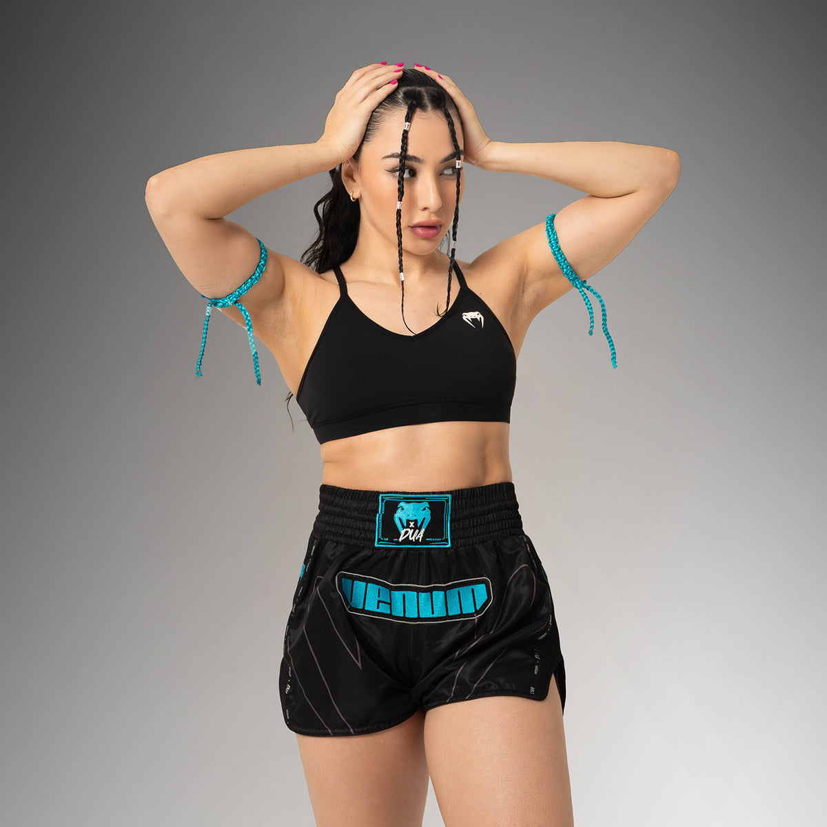 Short de Muay Thai Venum x Dua - Noir/Bleu électrique - product-type_Shorts de Muay Thai