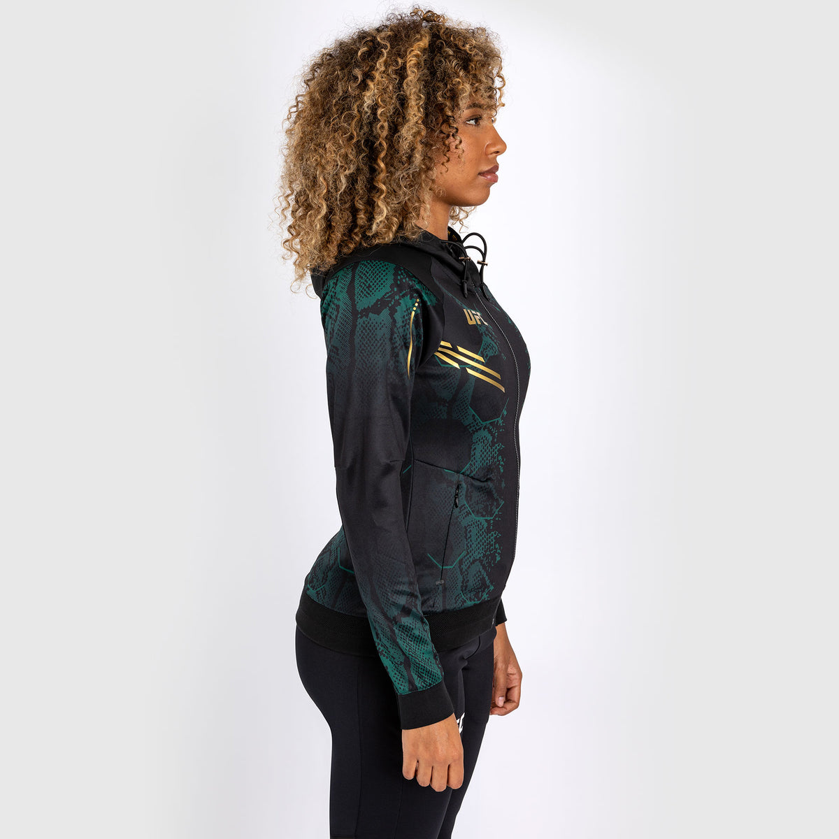 Sweat à capuche Personnalisé pour Femmes UFC Adrenaline by Venum Authentic Fight Night - Emerald Edition - Vert/Noir/Or - product-type_Vestes