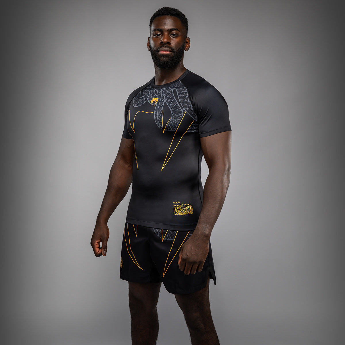 Rashguard Manches Courtes Venum Serpenti – Noir/Argent/Or - product-type_T-Shirts de Compression