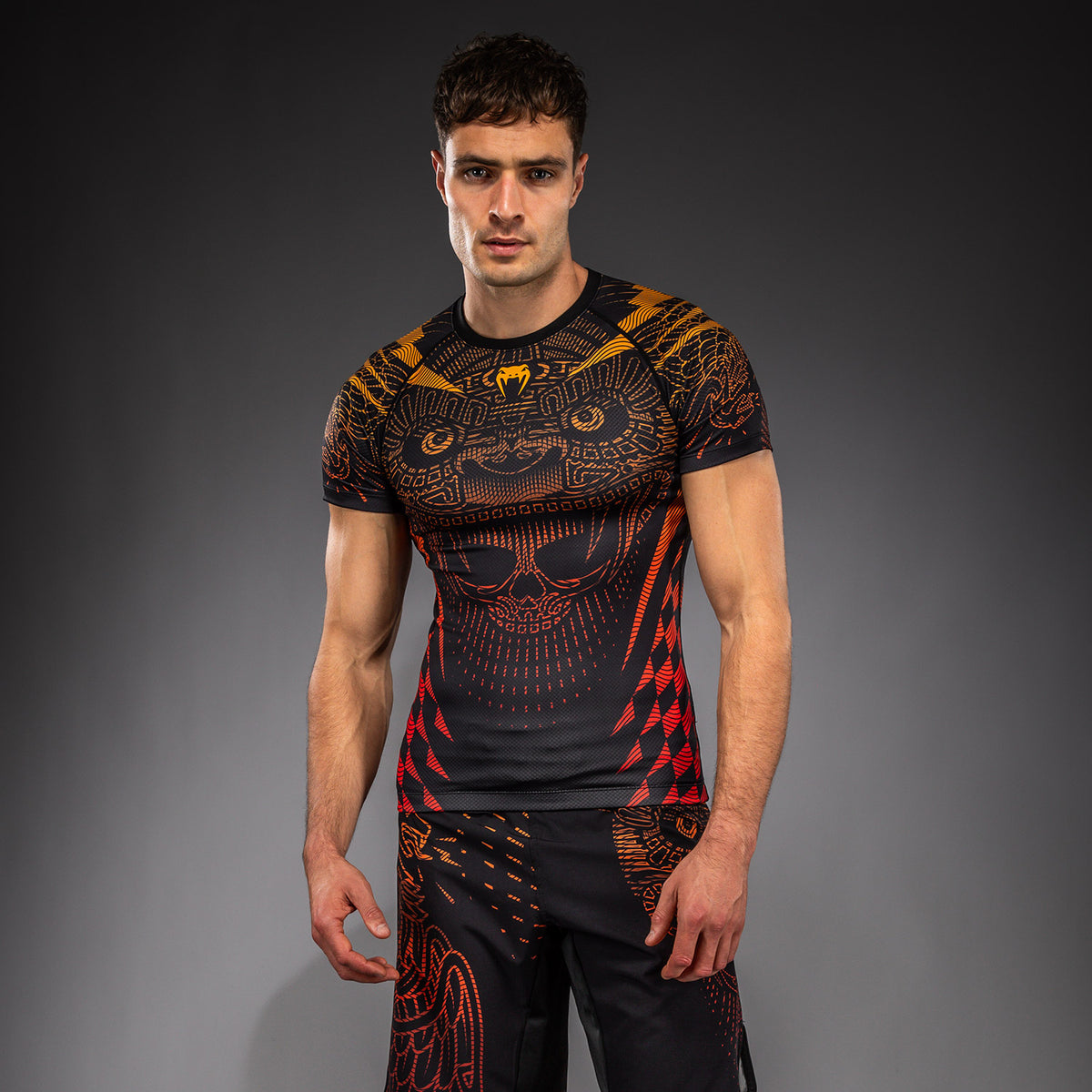 Rashguard Manches Courtes Venum Quetzal Fury - Noir/Rouge Fury/Mandarine - product-type_T-Shirts de Compression