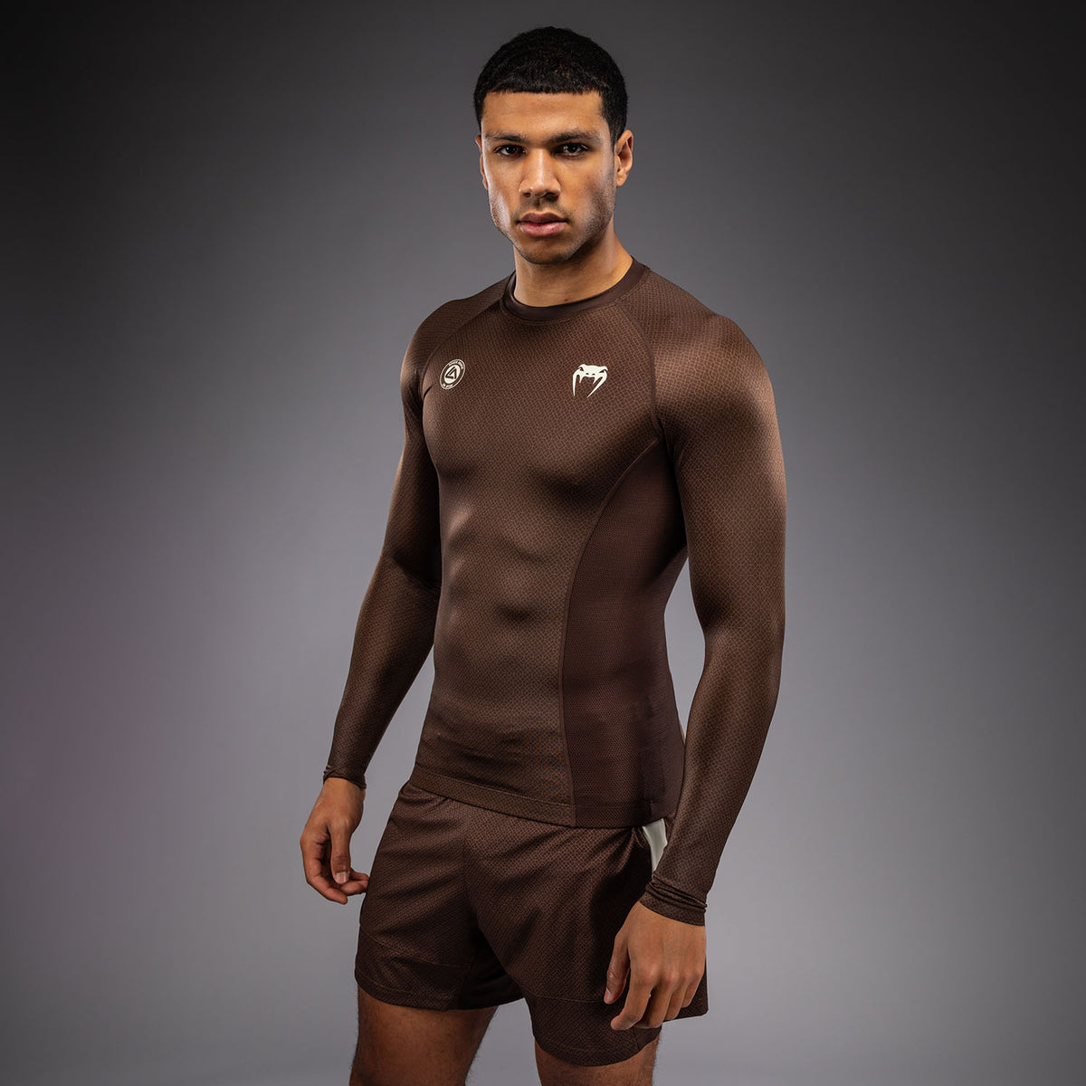 Rashguard à Manches Longues Venum x Roger Gracie Academy - Marron Foncé - product-type_T-Shirts de Compression