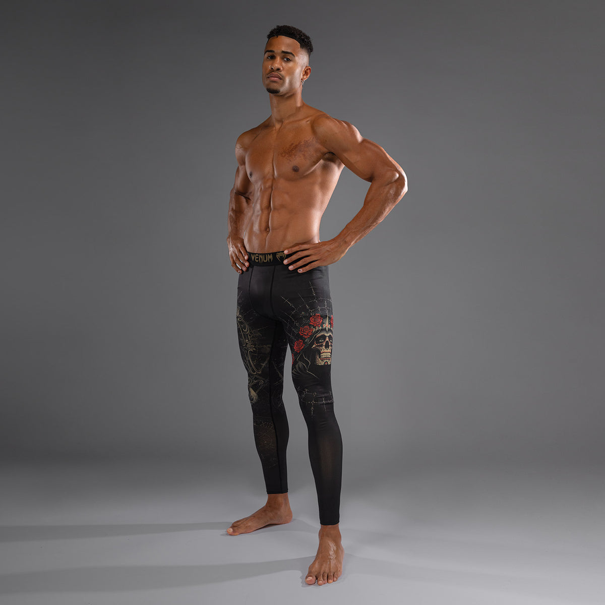 Pantalon de Compression pour Hommes Venum Santa Muerte 5.0 - Noir Profond/Or - product-type_Pantalons de Compression
