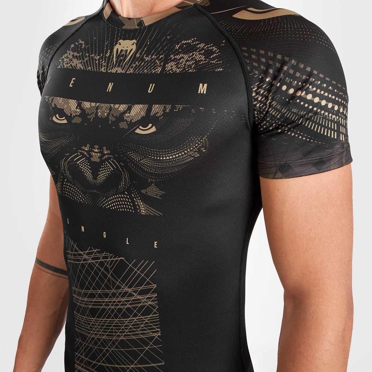 Rashguard à Manches Courtes Venum Gorilla Jungle - Noir/Sable - product-type_T-Shirts de Compression