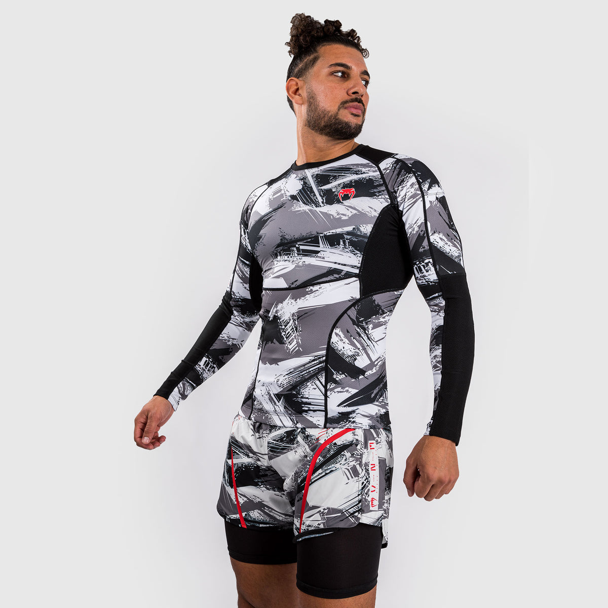 Venum Electron 3.0 Rashguard à manches longues - Gris/Rouge - product-type_T-Shirts de Compression
