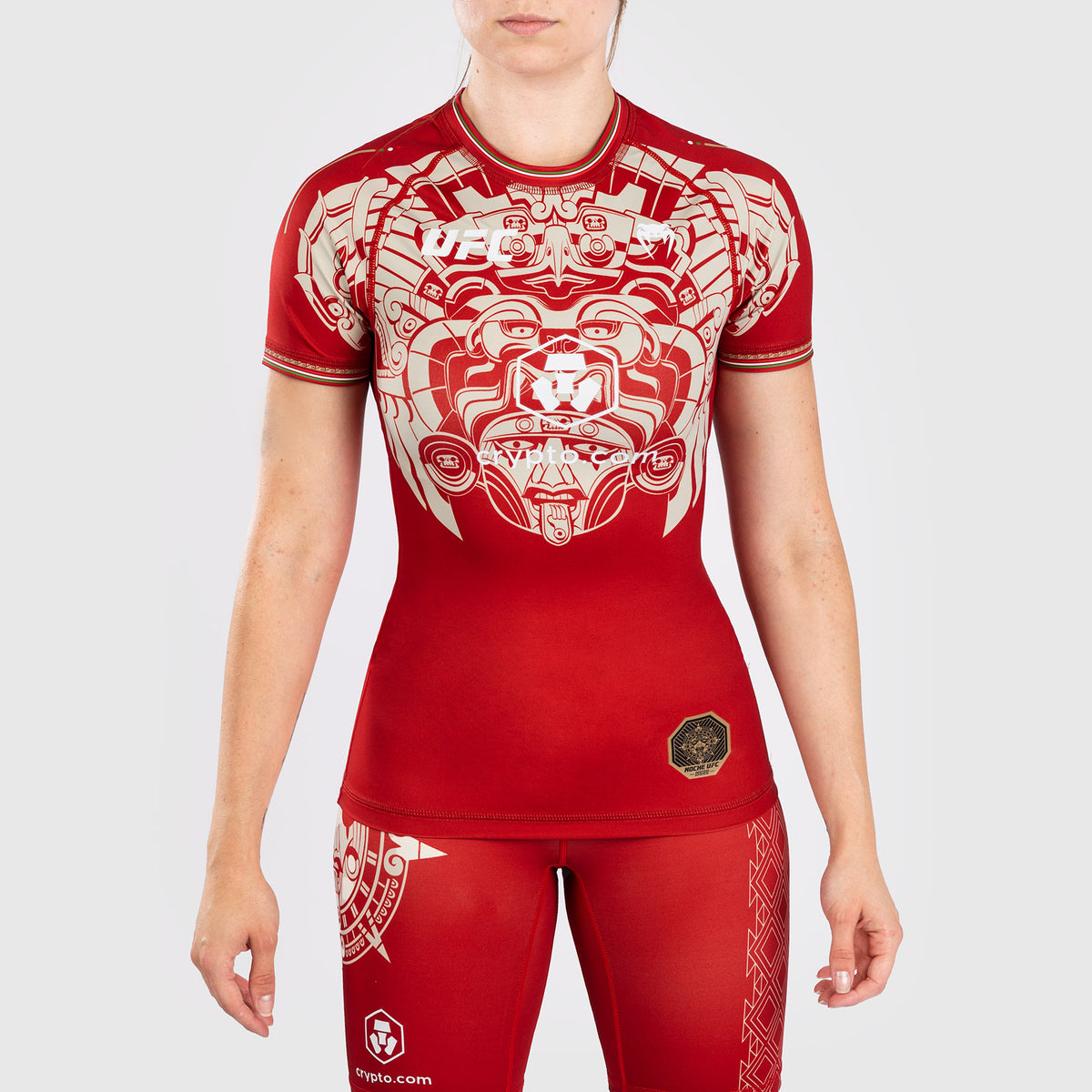 Noche UFC by Venum Authentic Fight Night Rashguard à manches courtes pour femme - Rouge - product-type_T-Shirts de Compression