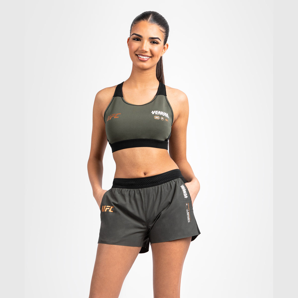 Short de performance pour Femmes UFC Adrenaline by Venum Fight Week - Khaki - product-type_Shorts de training
