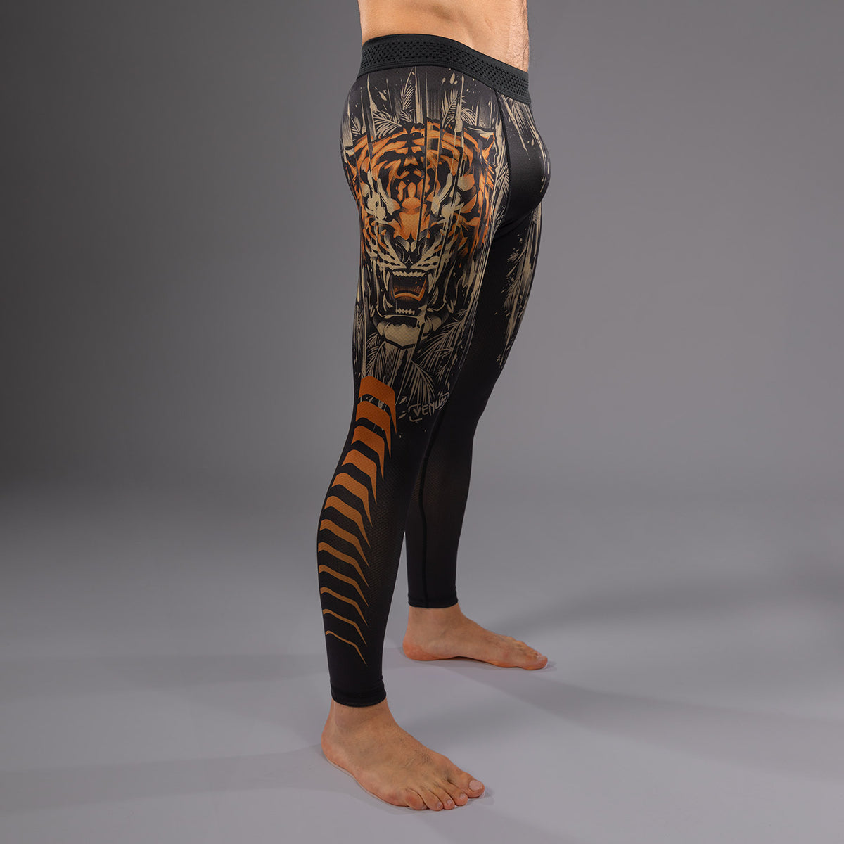 Pantalon de Compression Venum Tiger pour Hommes - Noir/Orange Néon - product-type_Pantalons de Compression