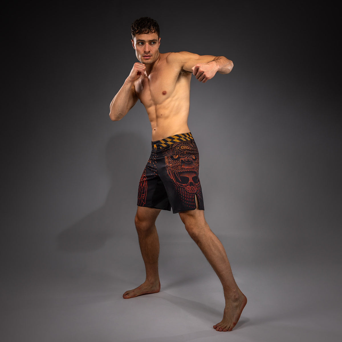 Short de Combat Venum Quetzal Fury - Noir/Rouge Fury/Mandarine - product-type_Shorts de MMA