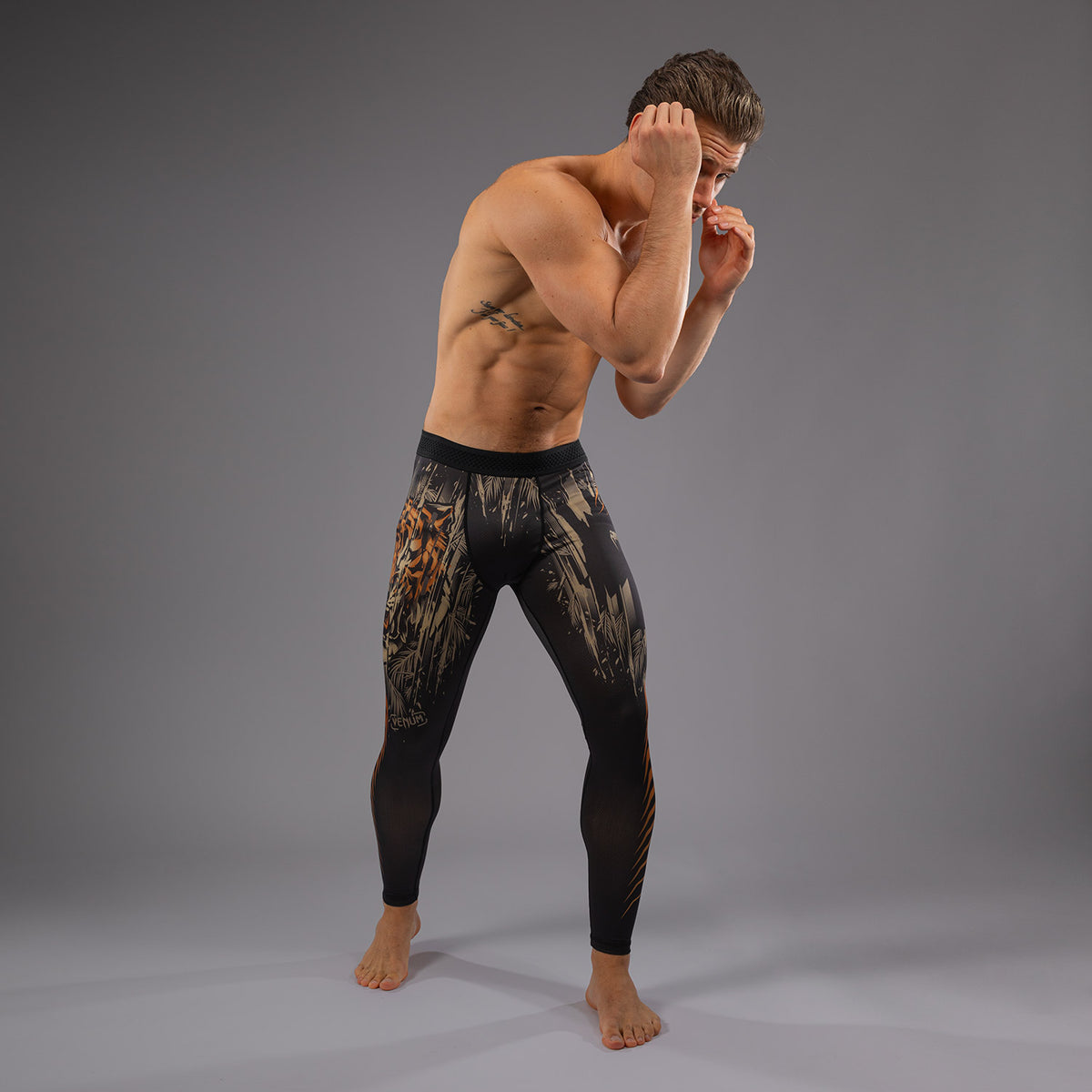 Pantalon de Compression Venum Tiger pour Hommes - Noir/Orange Néon - product-type_Pantalons de Compression