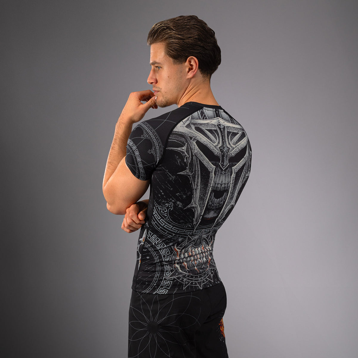Rashguard à Manches Courtes pour Hommes Venum Gladiator 5.0 - Noir/Argent - product-type_T-Shirts de Compression
