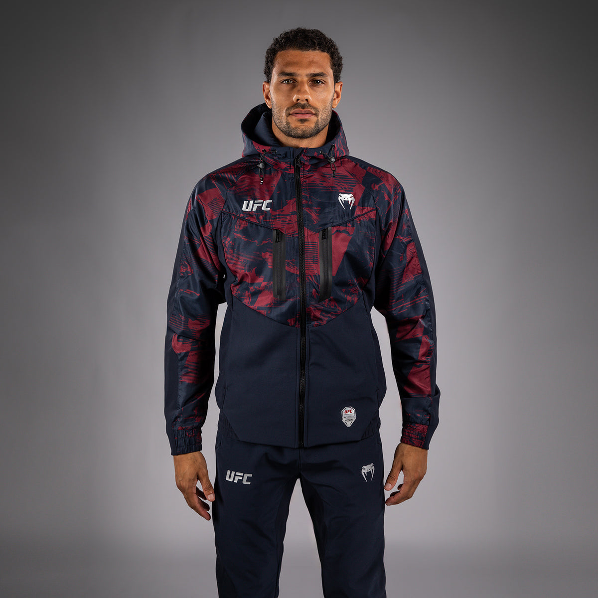 Sweat à capuche zippé Homme UFC Zenith by Venum Authentic Fight Week - Bleu marine/Bordeaux/Argent - product-type_Vestes