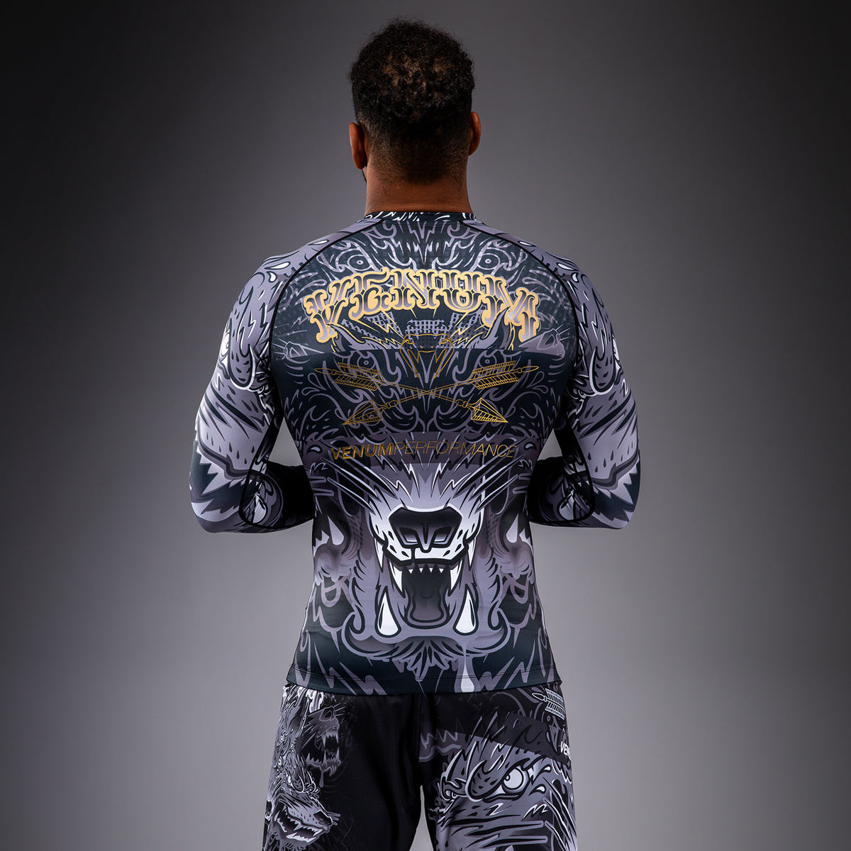 Rashguard à Manches Longues Venum Wolf Atak – Noir/Gris - product-type_T-Shirts de Compression
