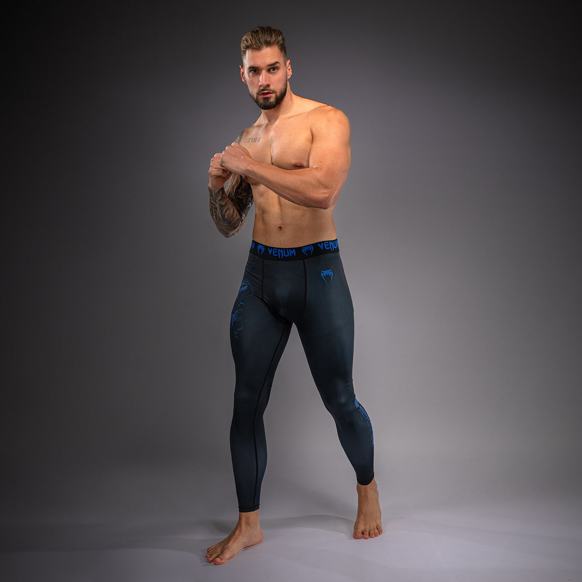 Pantalon de compression Venum Thunder Dragon – Noir/Bleu Royal - product-type_Pantalons de Compression