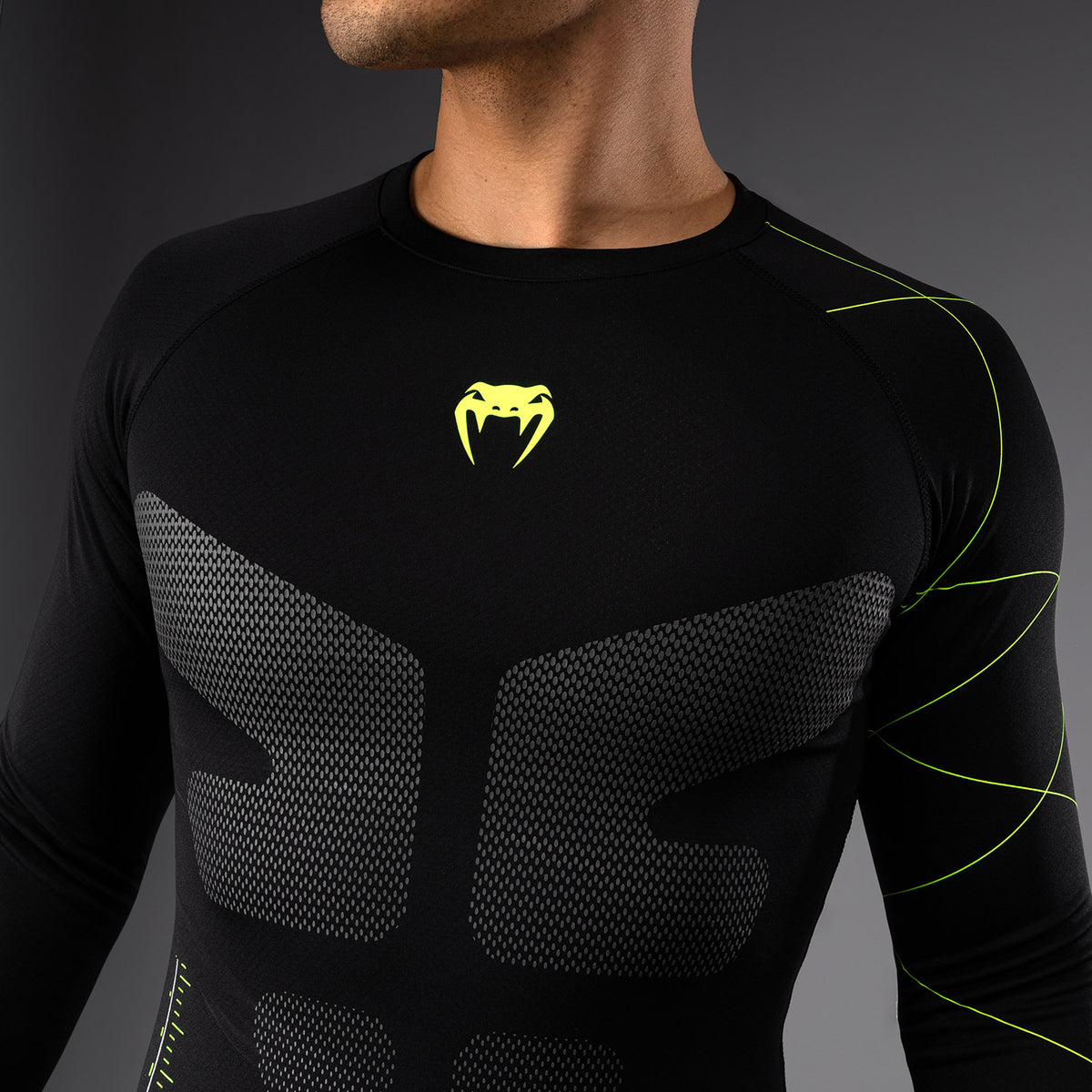 Rashguard Manches Longues Venum Training Camp 4.0 - Noir/Vert fluo - product-type_T-Shirts de Compression
