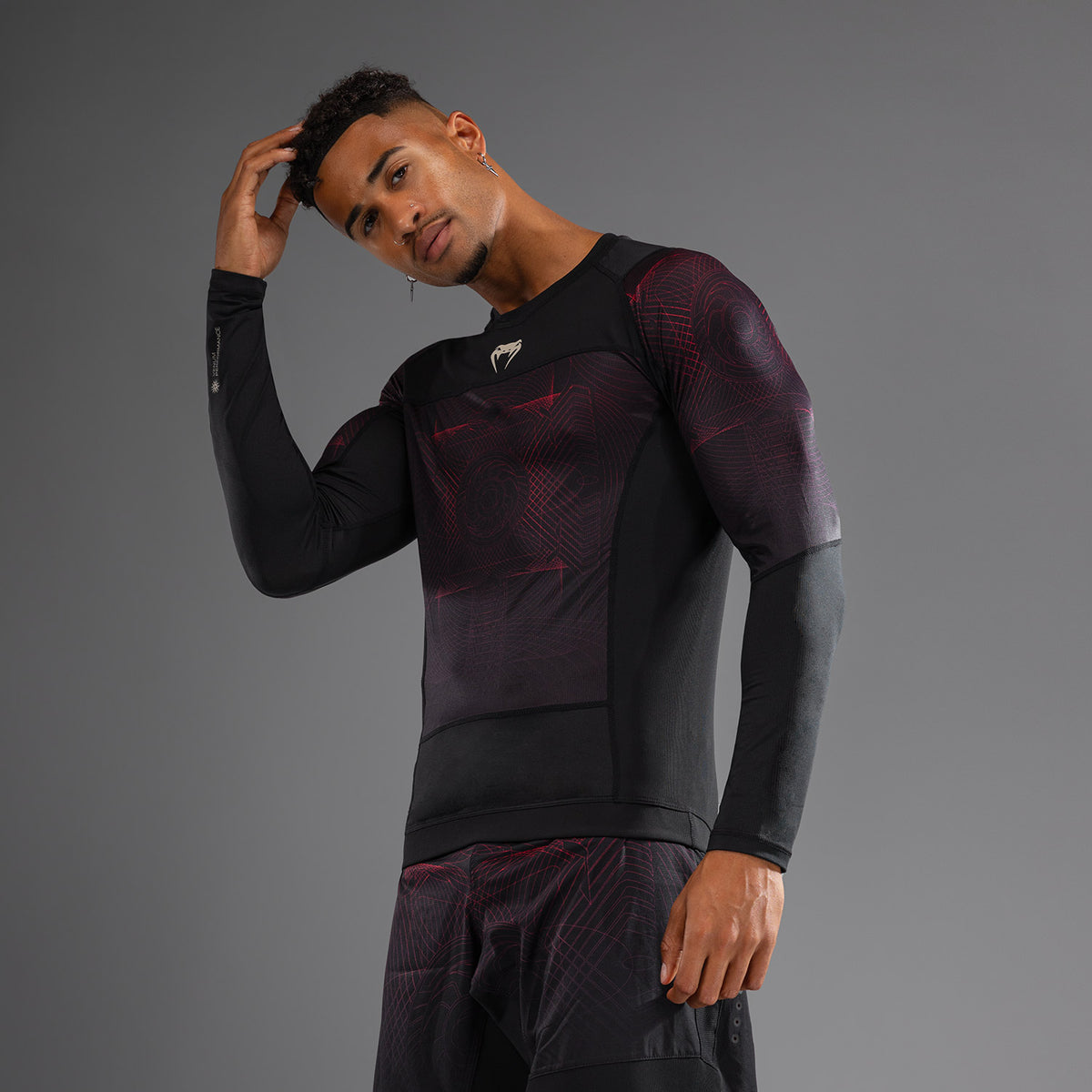 Rashguard à Manches Longues Venum G-Fit Air pour Hommes - Noir Profond/Rouge Feu - product-type_T-Shirts de Compression