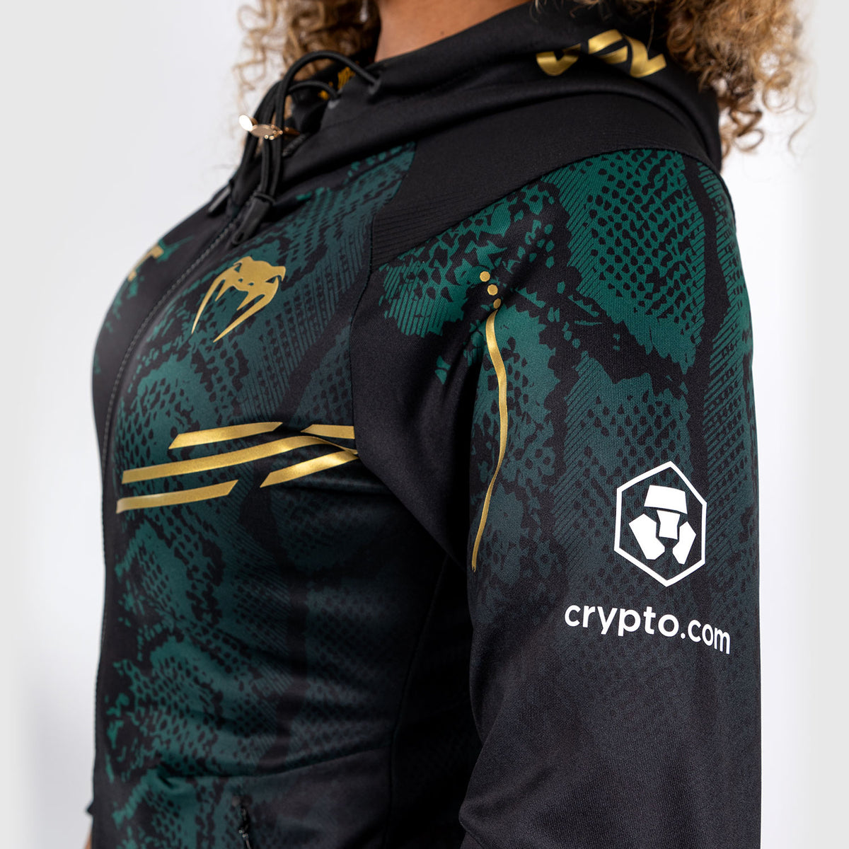 Sweat à capuche Personnalisé pour Femmes UFC Adrenaline by Venum Authentic Fight Night - Emerald Edition - Vert/Noir/Or - product-type_Vestes