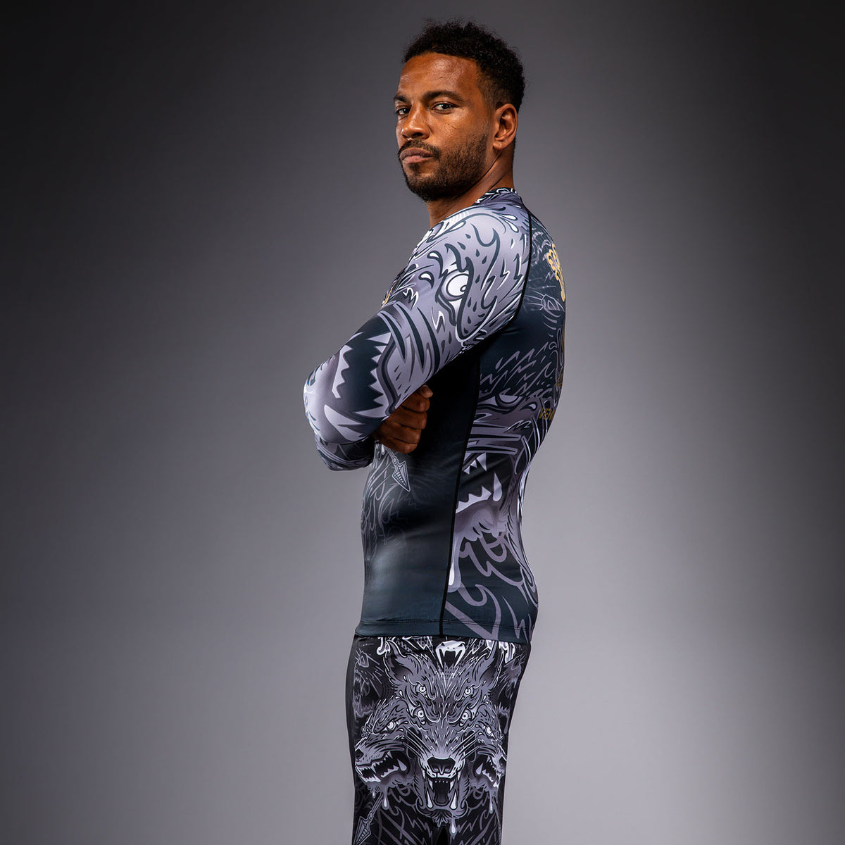 Rashguard à Manches Longues Venum Wolf Atak – Noir/Gris - product-type_T-Shirts de Compression