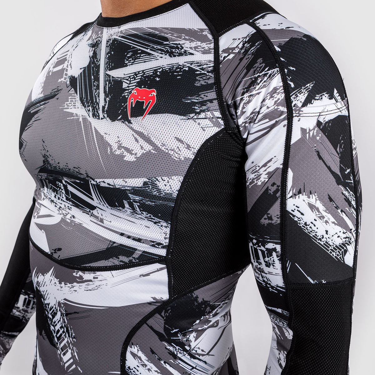 Venum Electron 3.0 Rashguard à manches longues - Gris/Rouge - product-type_T-Shirts de Compression