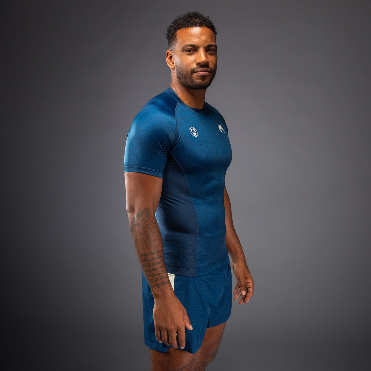 Rashguard à Manches Courtes Venum x Roger Gracie Academy - Bleu - product-type_T-Shirts de Compression