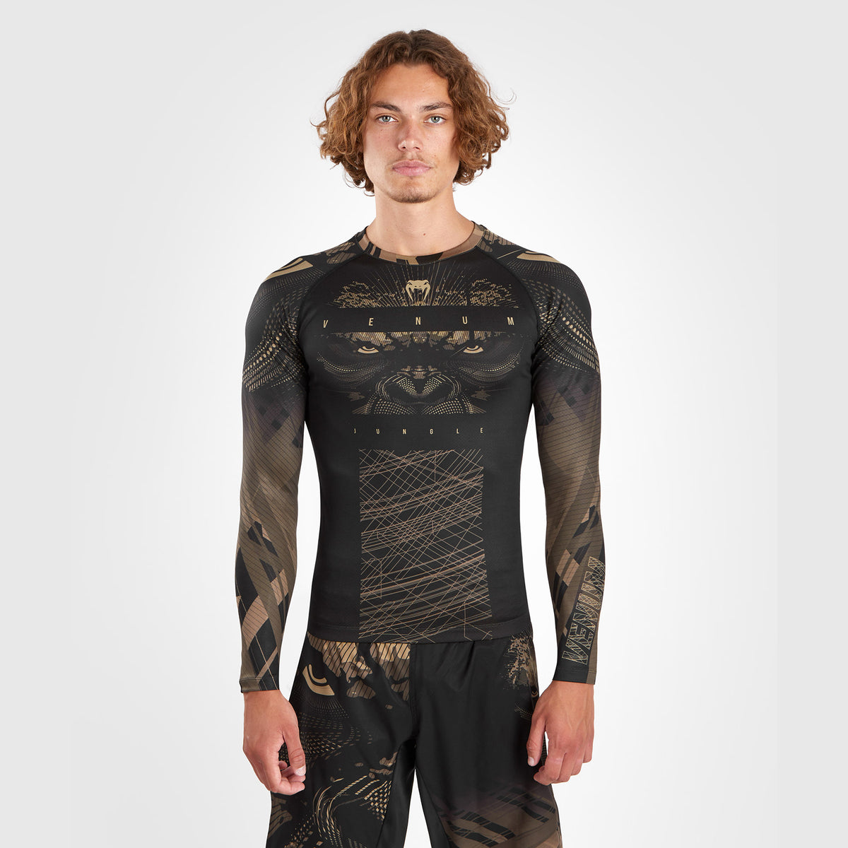 Rashguard à Manches Longues Venum Gorilla Jungle - Noir/Sable - product-type_T-Shirts de Compression
