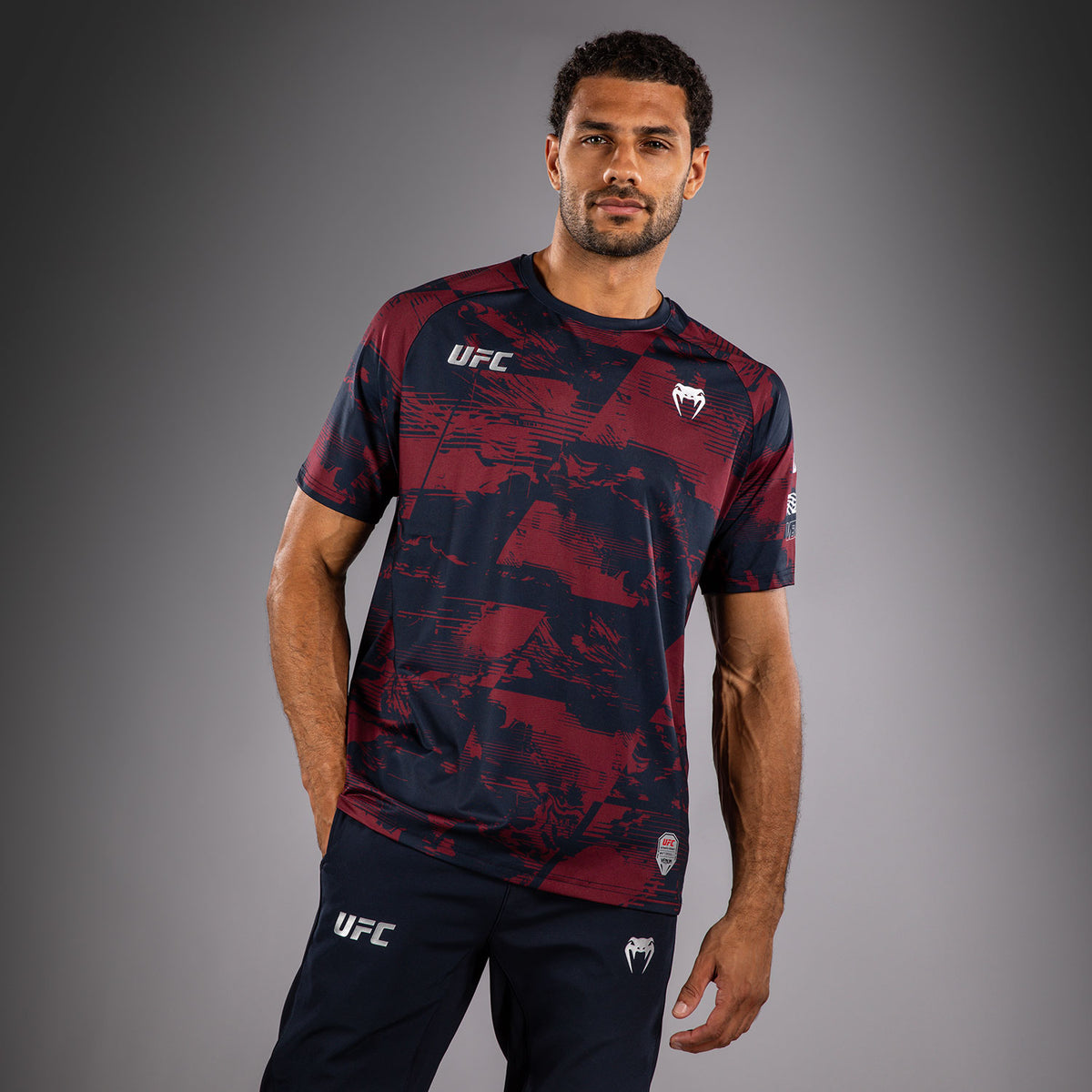 T-shirt manches courtes Performance Homme UFC Zenith by Venum Authentic Fight Week - Bleu marine/Bordeaux/Argent - product-type_T-Shirts Dry Tech