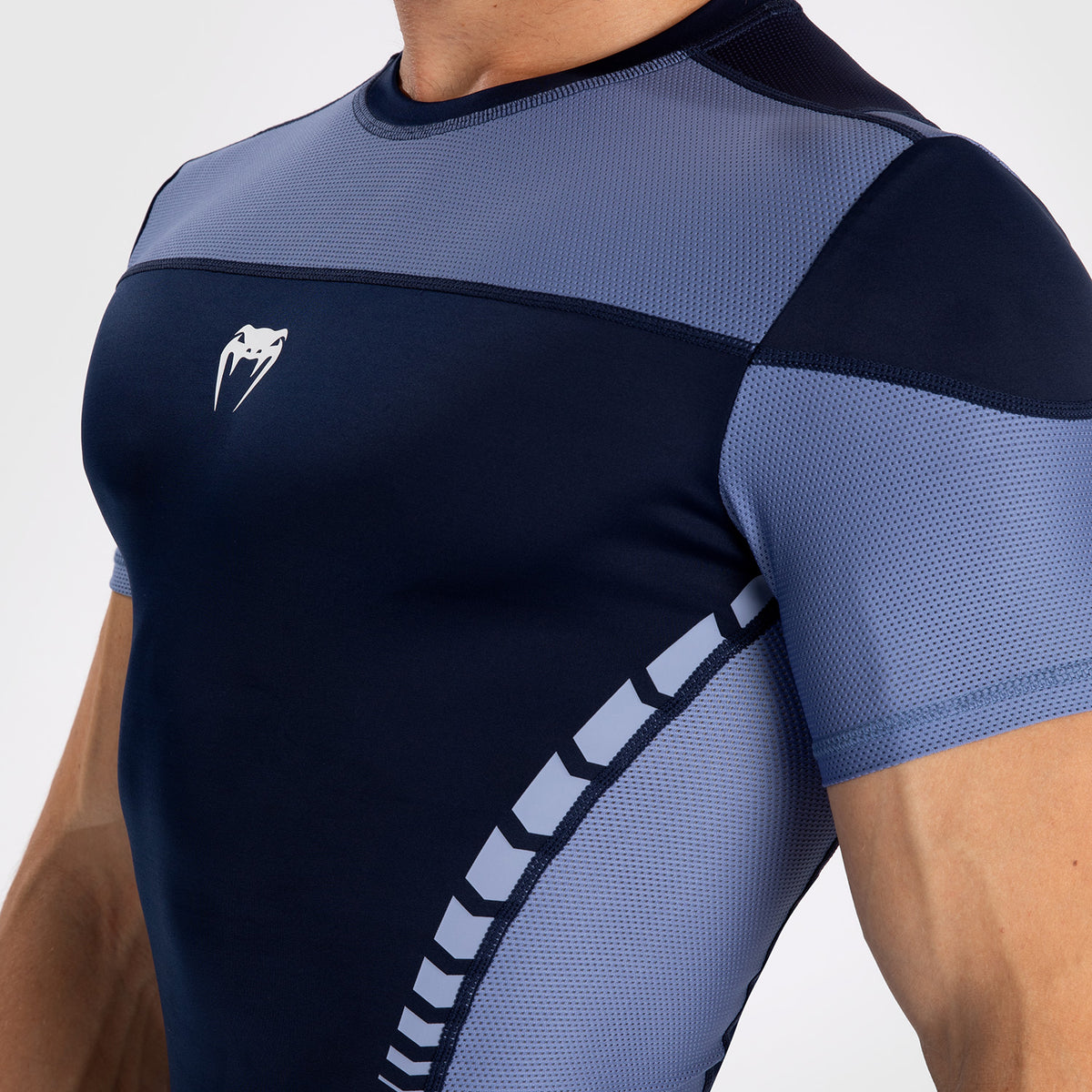 Rashguard À Manches Courtes pour Hommes Venum Tempest - Bleu Marine/Bleu - product-type_T-Shirts de Compression