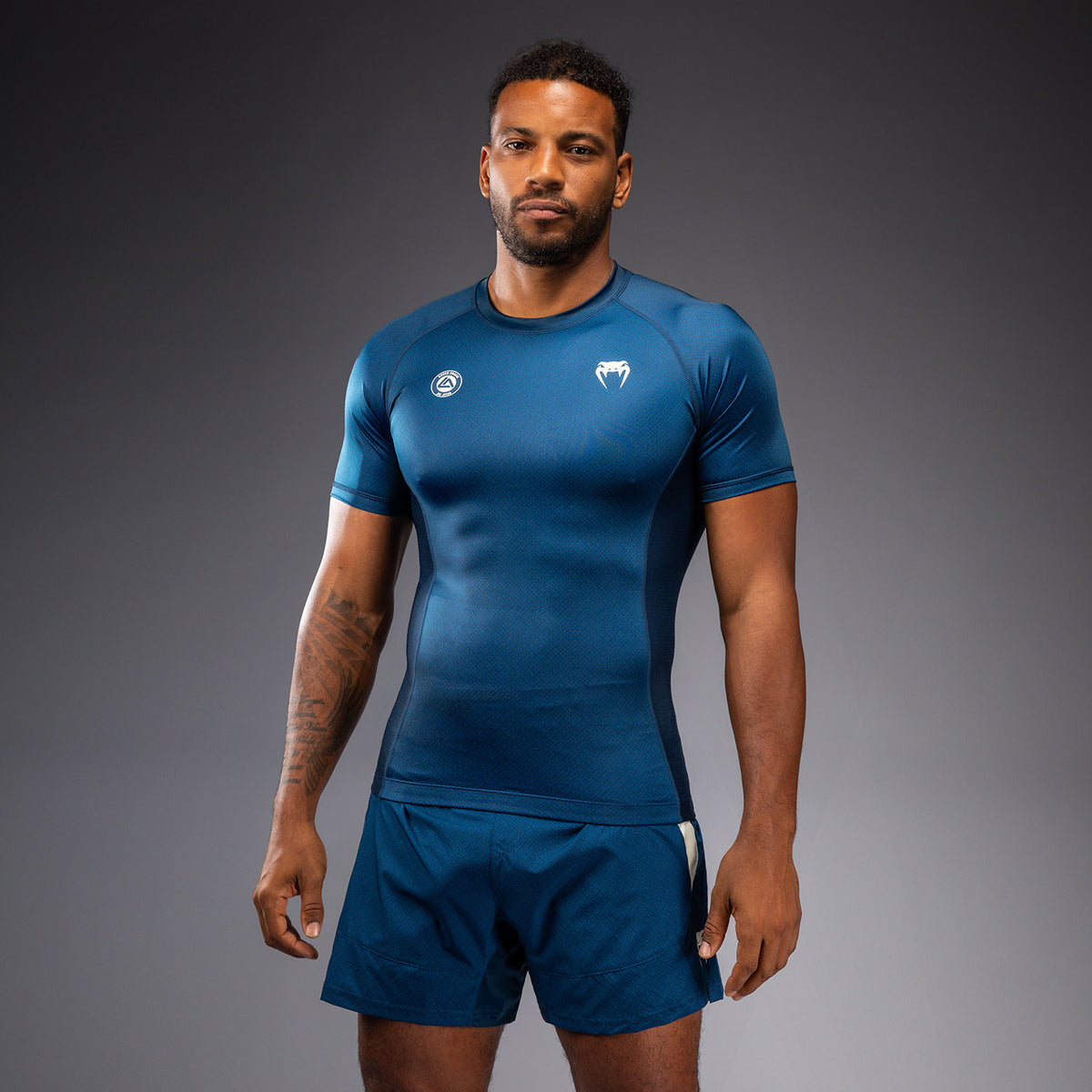 Rashguard à Manches Courtes Venum x Roger Gracie Academy - Bleu - product-type_T-Shirts de Compression