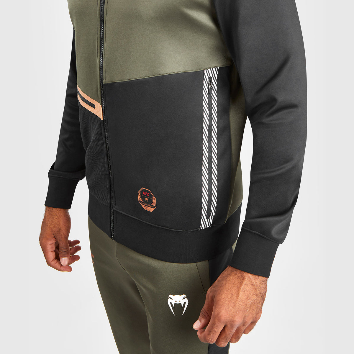 Sweatshirt zippé à capuche UFC Adrenaline by Venum Fight Week - Khaki/Bronze - product-type_Sweatshirts