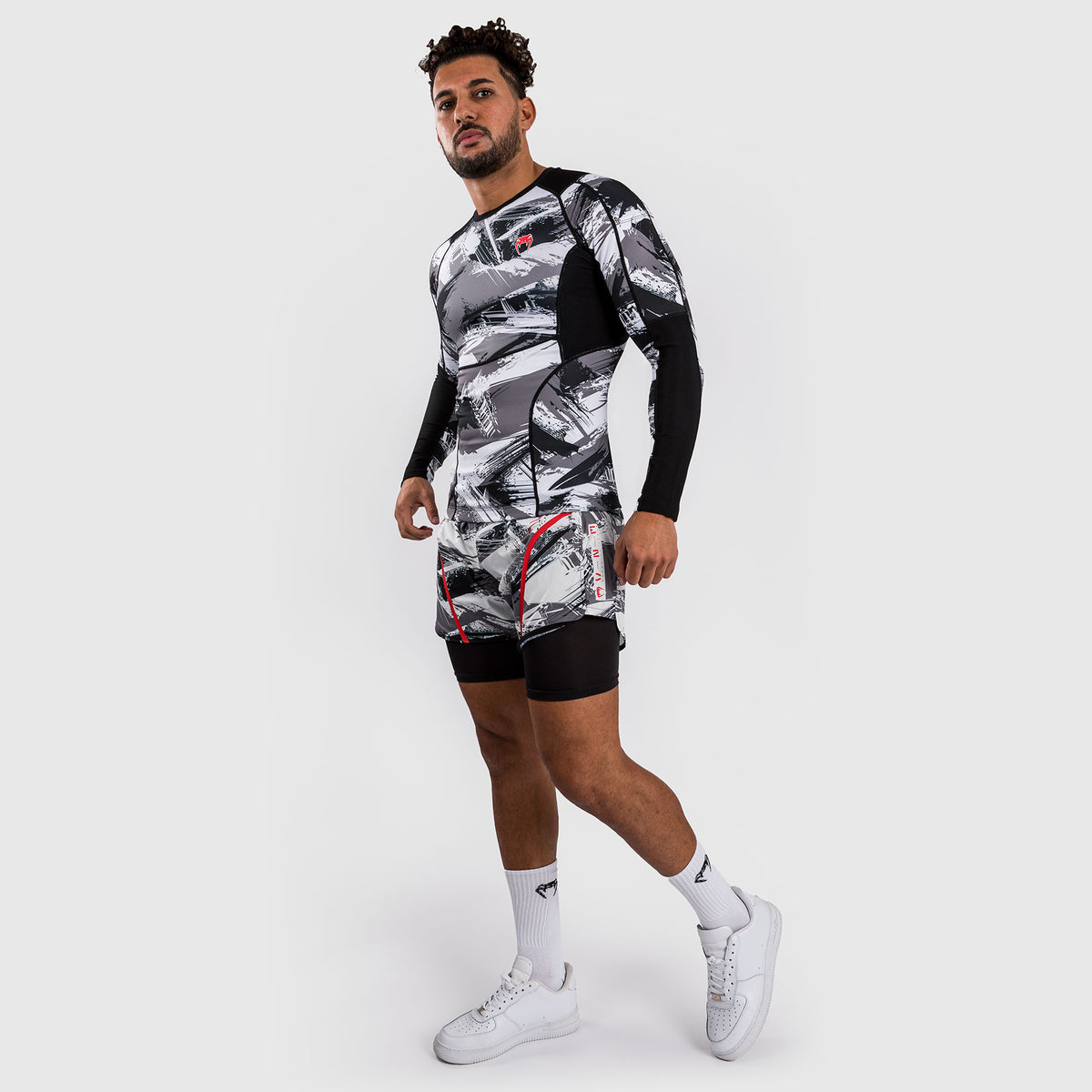 Venum Electron 3.0 Rashguard à manches longues - Gris/Rouge - product-type_T-Shirts de Compression