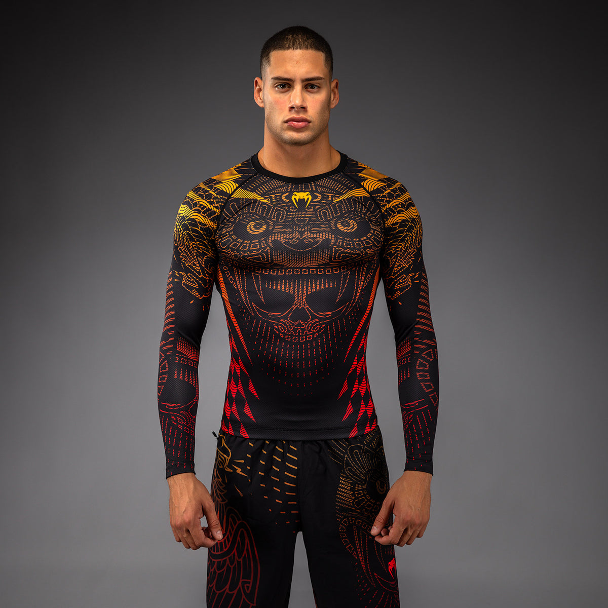 Rashguard Manches Longues Venum Quetzal Fury - Noir/Rouge Fury/Mandarine - product-type_T-Shirts de Compression