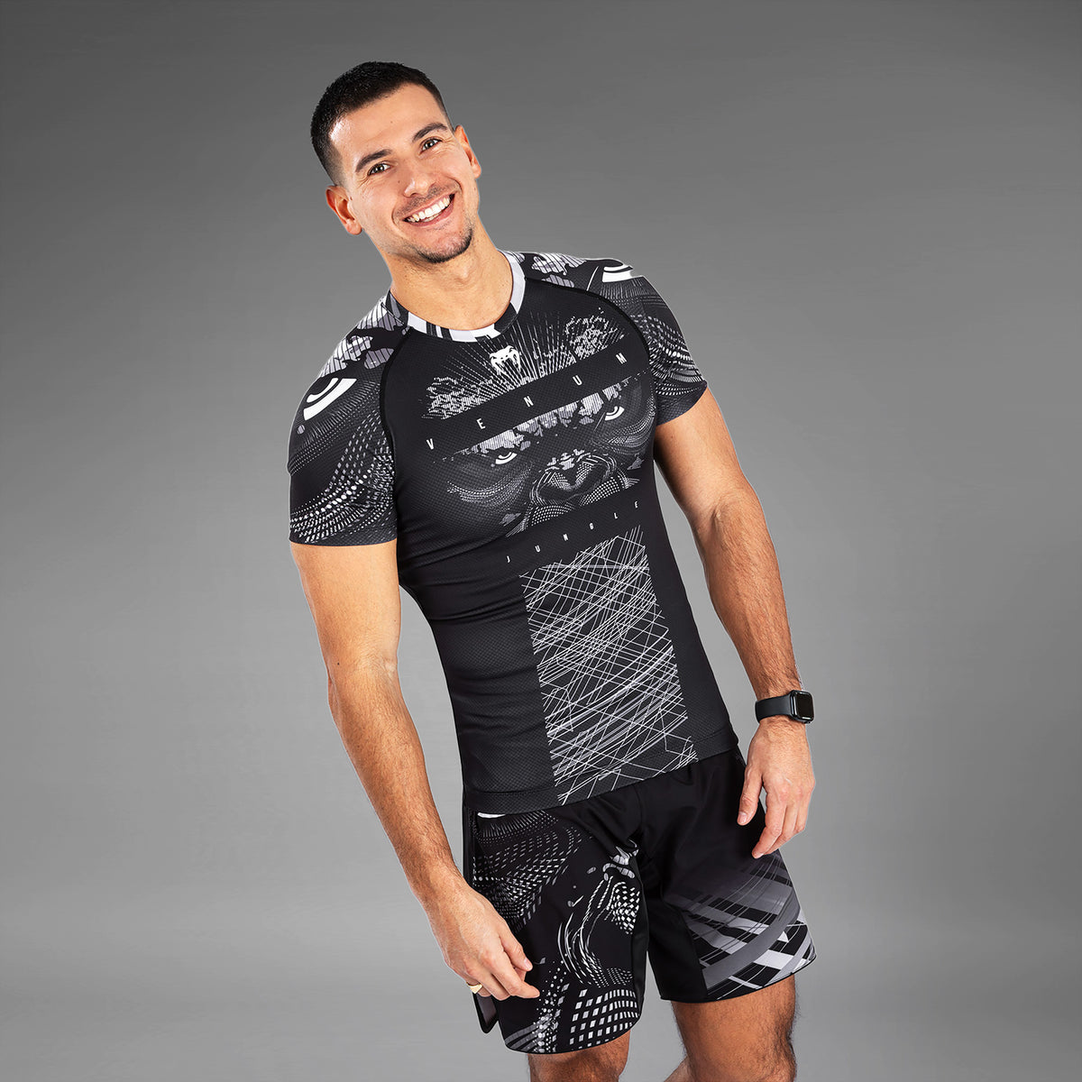 Rashguard Manches Courtes Venum Gorilla Jungle - Noir/Blanc - product-type_T-Shirts de Compression