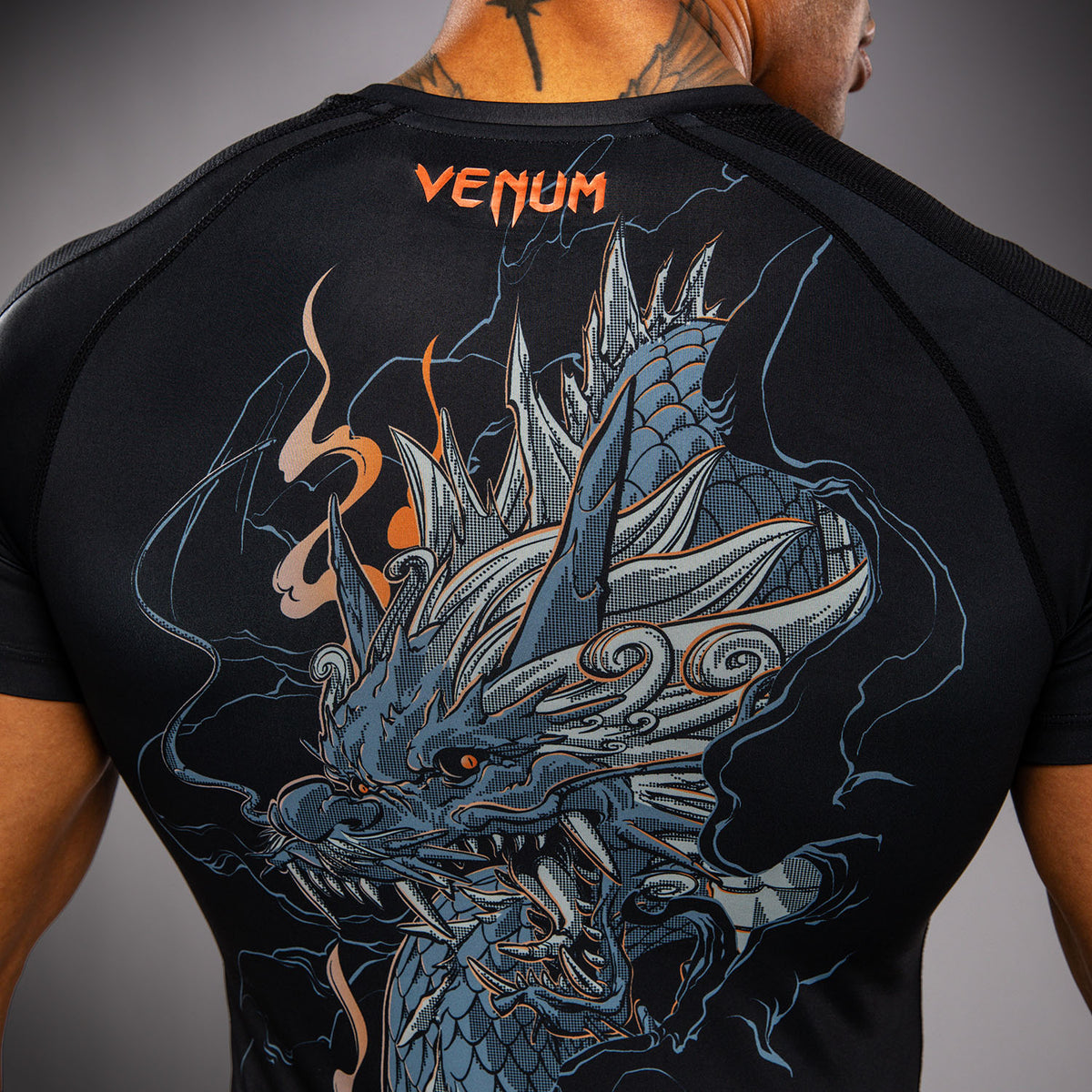 Rashguard à Manches Courtes Venum Thunder Dragon – Noir/Gris/Cuivre - product-type_T-Shirts de Compression