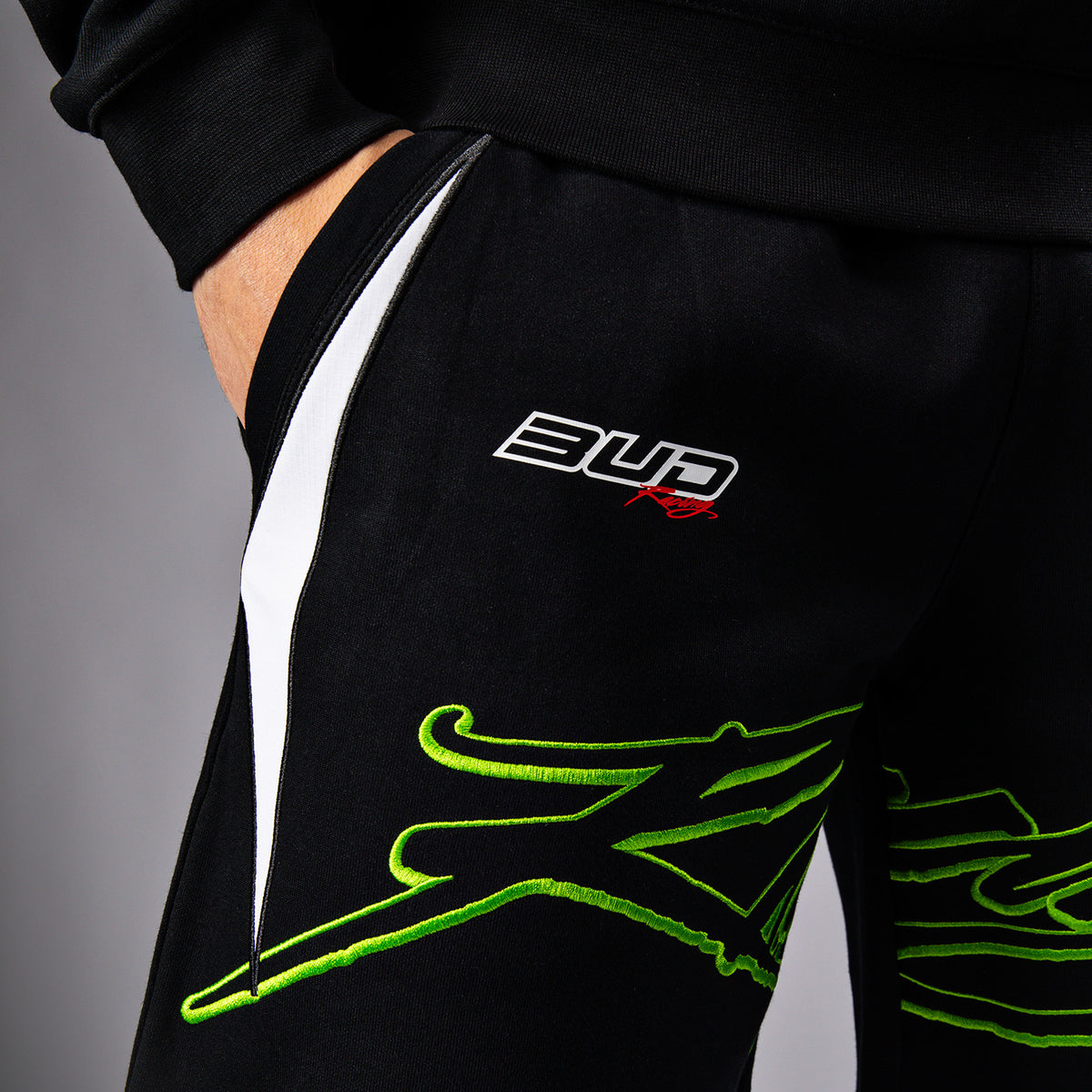 Short en coton pour Hommes Venum x Bud Racing - Noir/Blanc/Citron Vert - product-type_Shorts en Coton