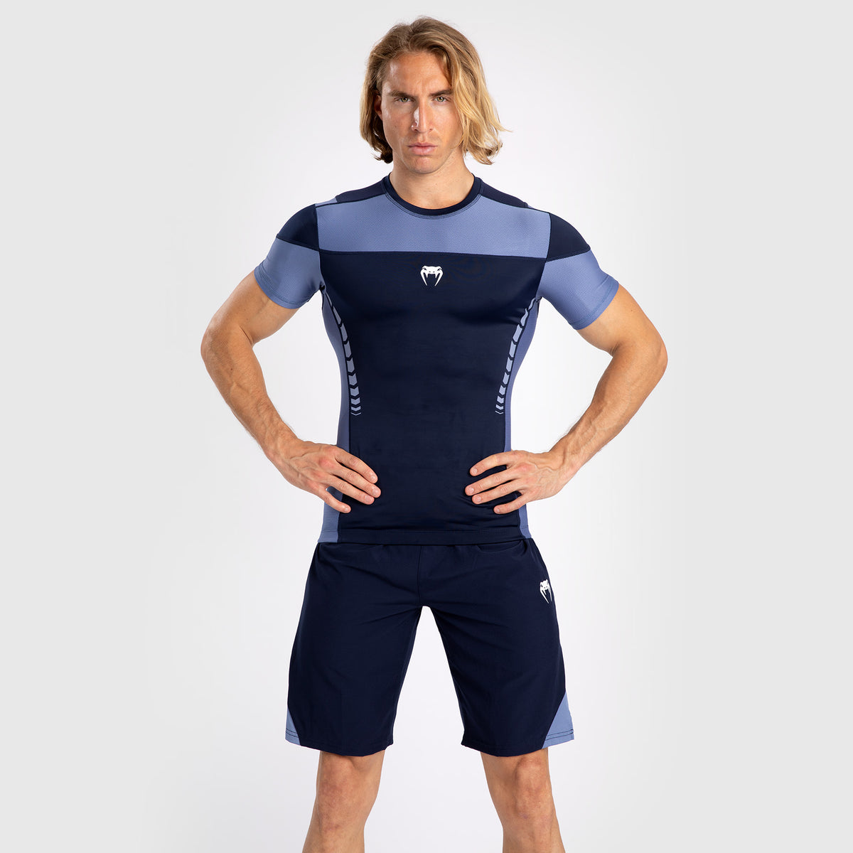 Rashguard À Manches Courtes pour Hommes Venum Tempest - Bleu Marine/Bleu - product-type_T-Shirts de Compression