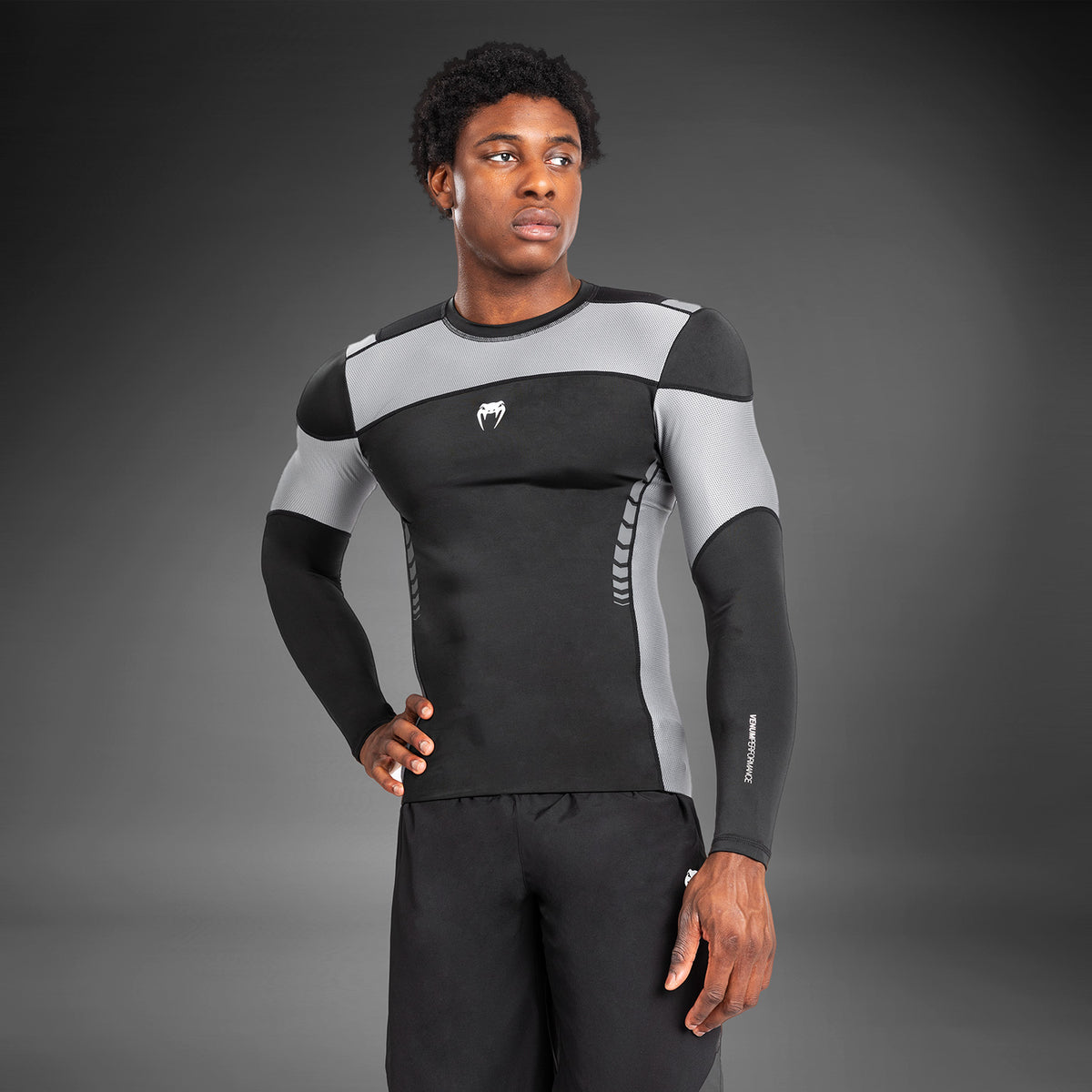 Rashguard À Manches Longues pour Hommes Venum Tempest - Noir/Gris - product-type_T-Shirts de Compression