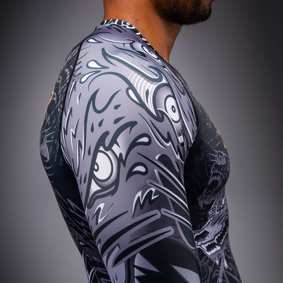 Rashguard à Manches Longues Venum Wolf Atak – Noir/Gris - product-type_T-Shirts de Compression