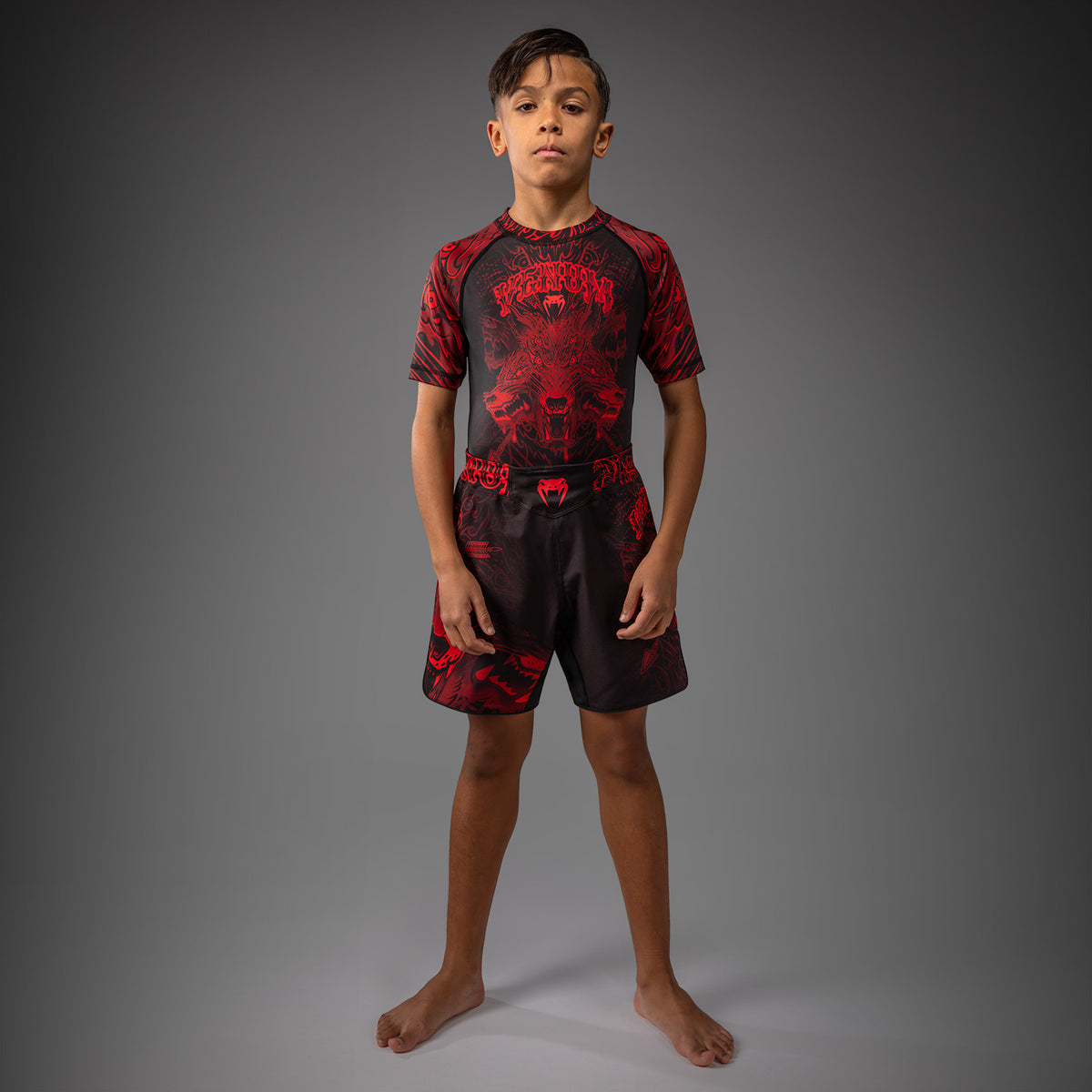 Short de Combat Pour Enfants Venum Wolf Atak – Noir/Rouge - product-type_Shorts de MMA