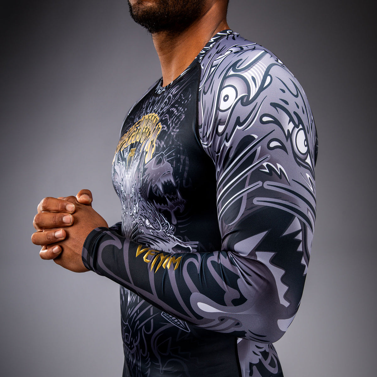 Rashguard à Manches Longues Venum Wolf Atak – Noir/Gris - product-type_T-Shirts de Compression