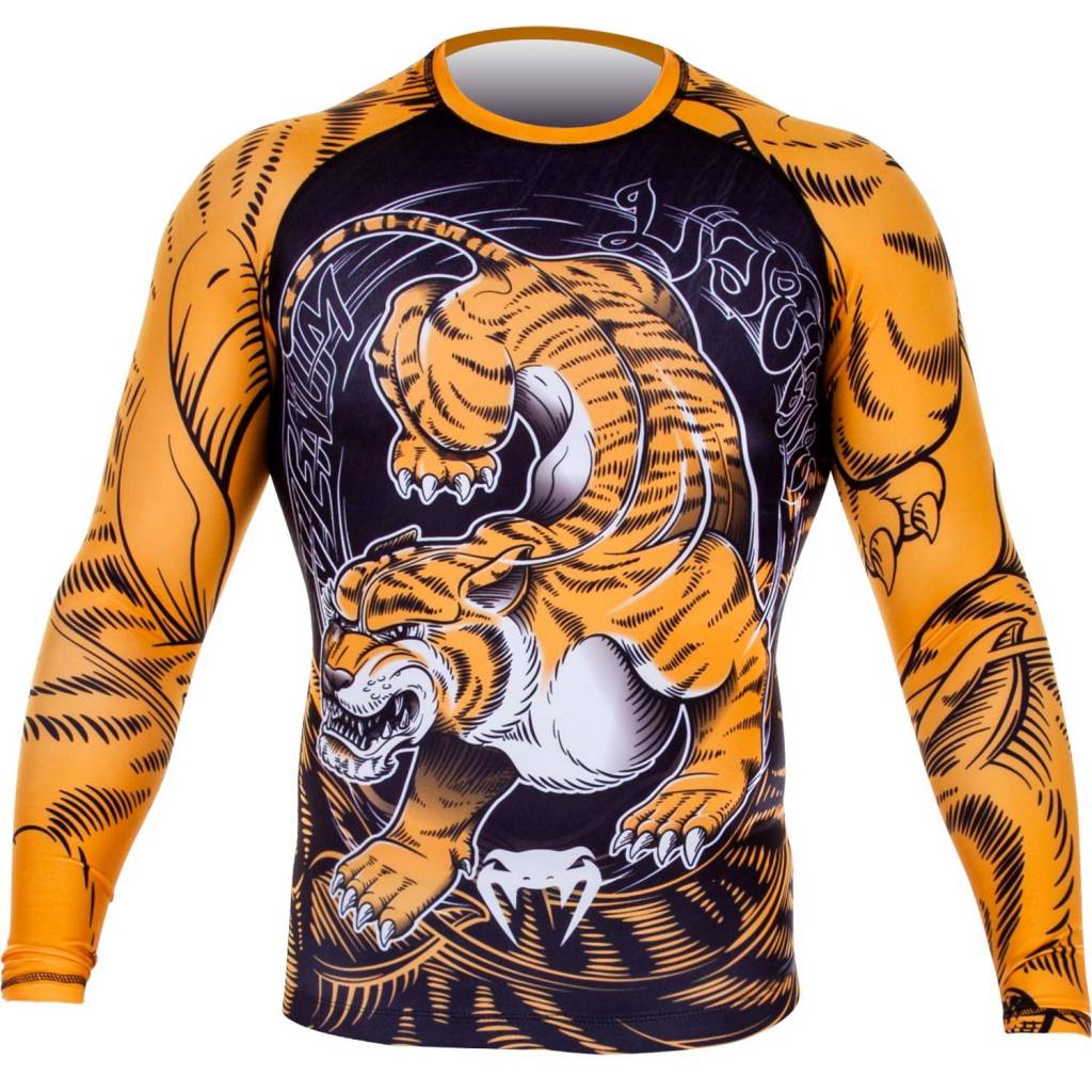 Rashguard Venum Tiger - Manches longues - Noir/Orange - T-shirts de compression