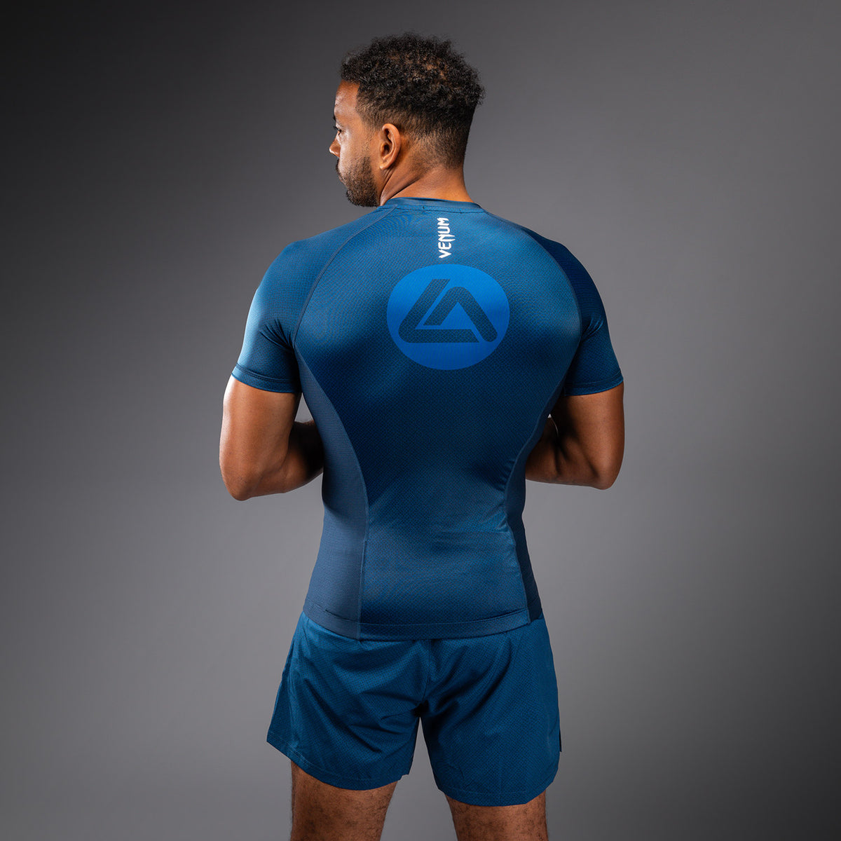 Rashguard à Manches Courtes Venum x Roger Gracie Academy - Bleu - product-type_T-Shirts de Compression